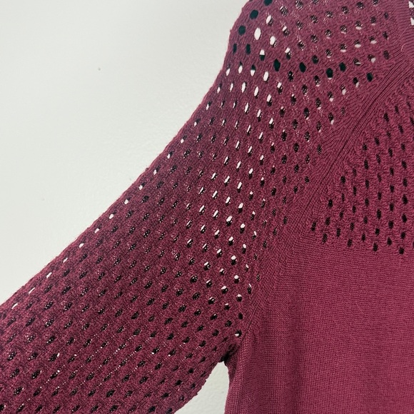 Cynthia Rowley 100% Extra-fine Merino Wool Deep Red Long Sleeve Medium Dress - Picture 5 of 13